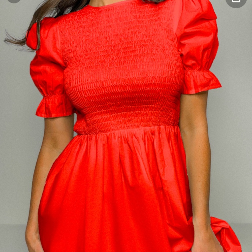 Red shirred dress! Misguided!